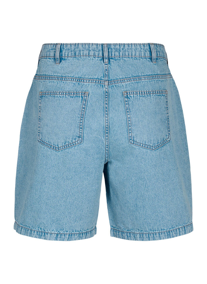 Denim shorts med høj talje, Light Blue Denim, Packshot image number 1