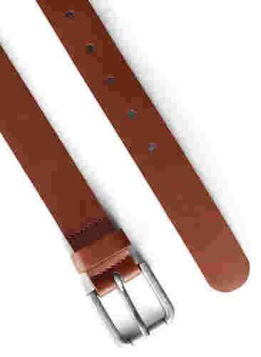 Brunt bælte i lædermix, Brown, Packshot image number 1