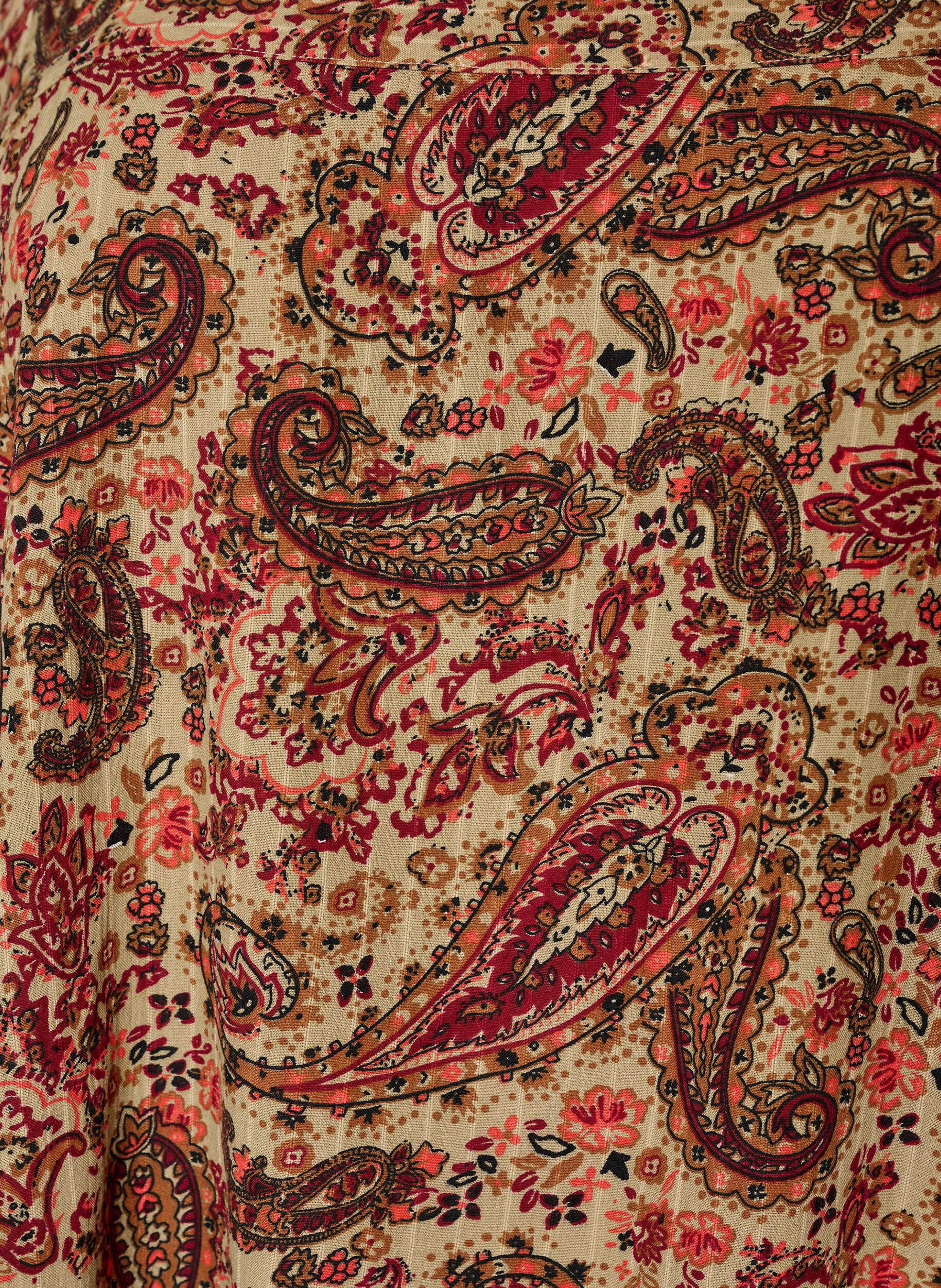 ZizziViskosebluse med paisleyprint og firkantet udsk&aelig;ring, Brun, Packshot image number 2