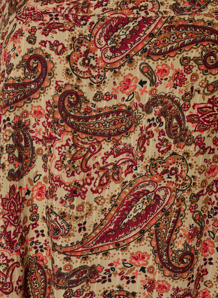 Viskosebluse med paisleyprint og firkantet udsk&aelig;ring, Brun, Packshot image number 2