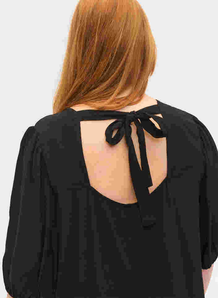 Viskose kjole med rygdetalje, Black, Model image number 2