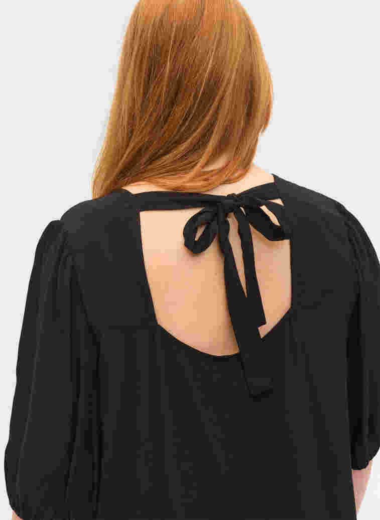 Viskose kjole med rygdetalje, Black, Model image number 2