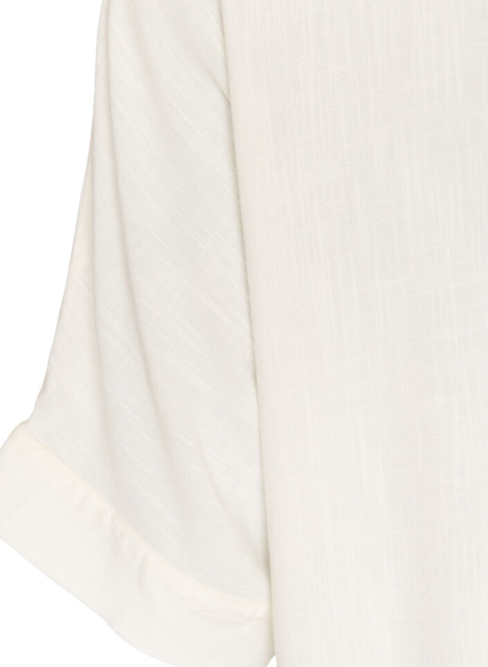 Bluse i viskose med crochetb&aring;nd og knapper, Vanilla, Packshot image number 3