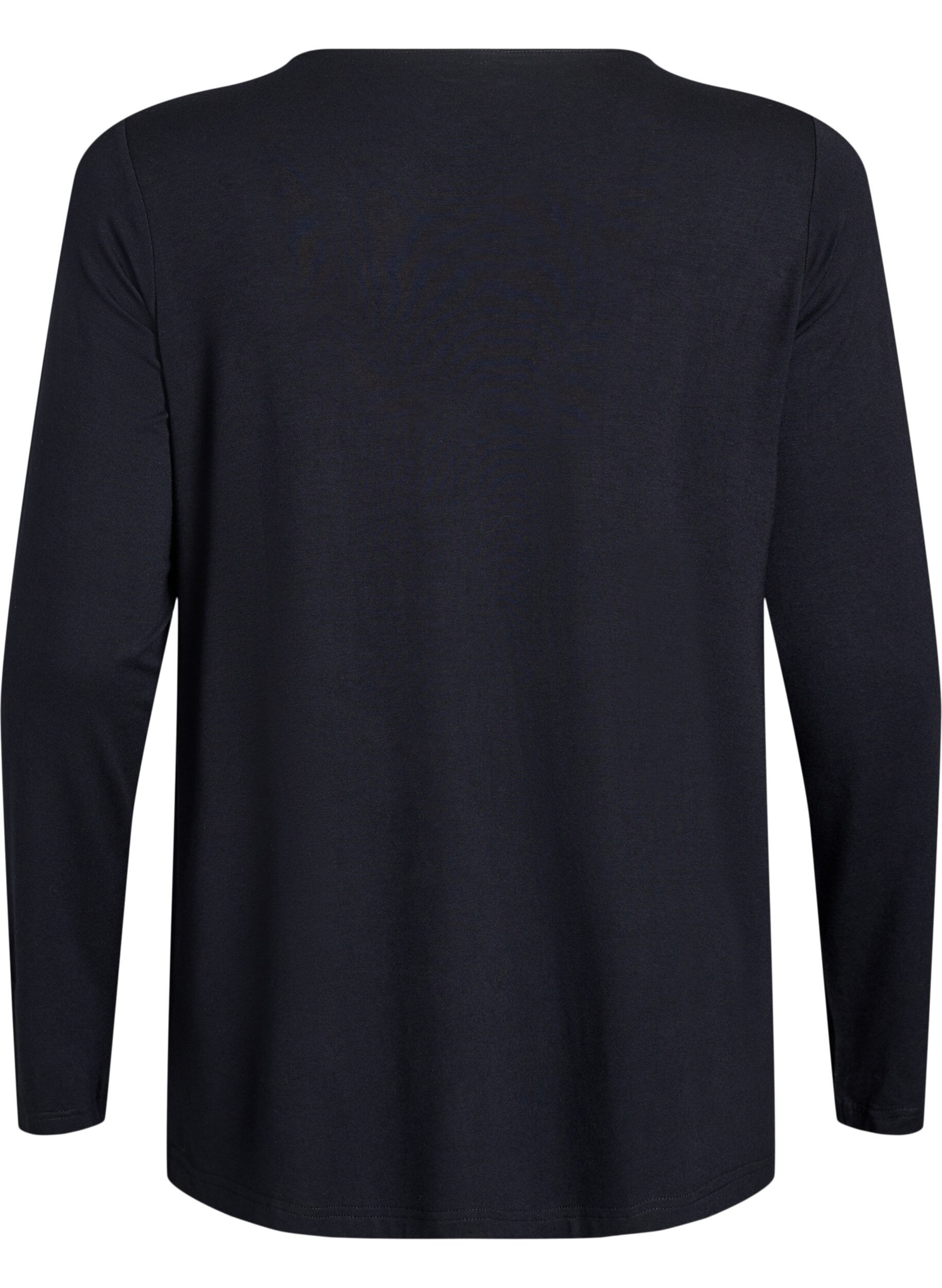 Zizzi Kort kimono i viskose, Sort, Packshot image number 1