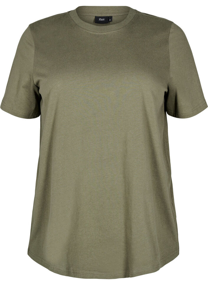 Basis t-shirt i bomuld med rund hals , Gr&oslash;n, Packshot image number 0