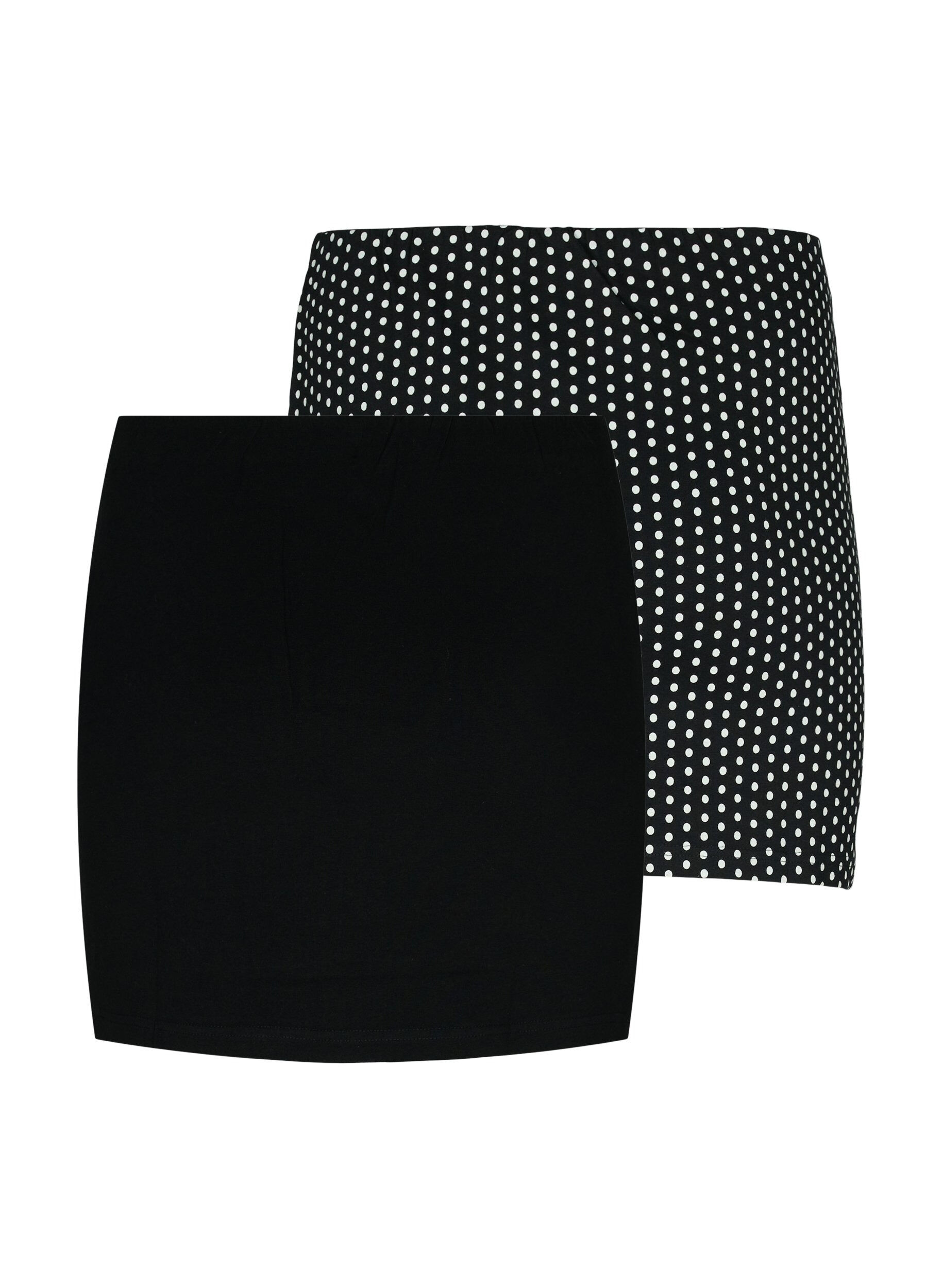 Zizzi 2-pak toppe forl&aelig;nger, Black/Black Dot, Packshot image number 1