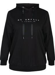 Sweatshirt med hætte og print, Black