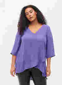 Bluse med 3/4 ærmer og v-hals, Ultra Violet, Model