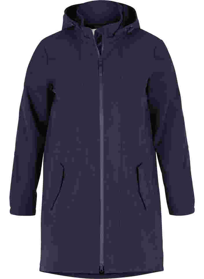 Softshell jakke med hætte, Night Sky solid, Packshot image number 0