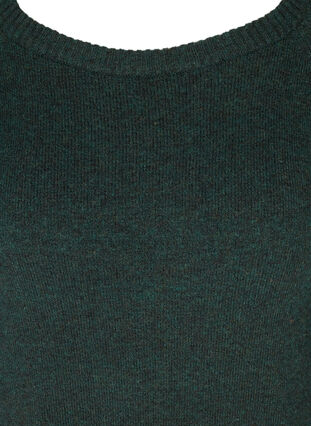 Langærmet strikkjole med rund hals, Darkest Spruce Mel, Packshot image number 2
