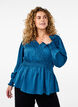 Tone-i-tone mønstret bluse med smock, Midnight, Model image number 0