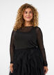Transparent meshbluse med rhinsten, Sort, Model image number 0