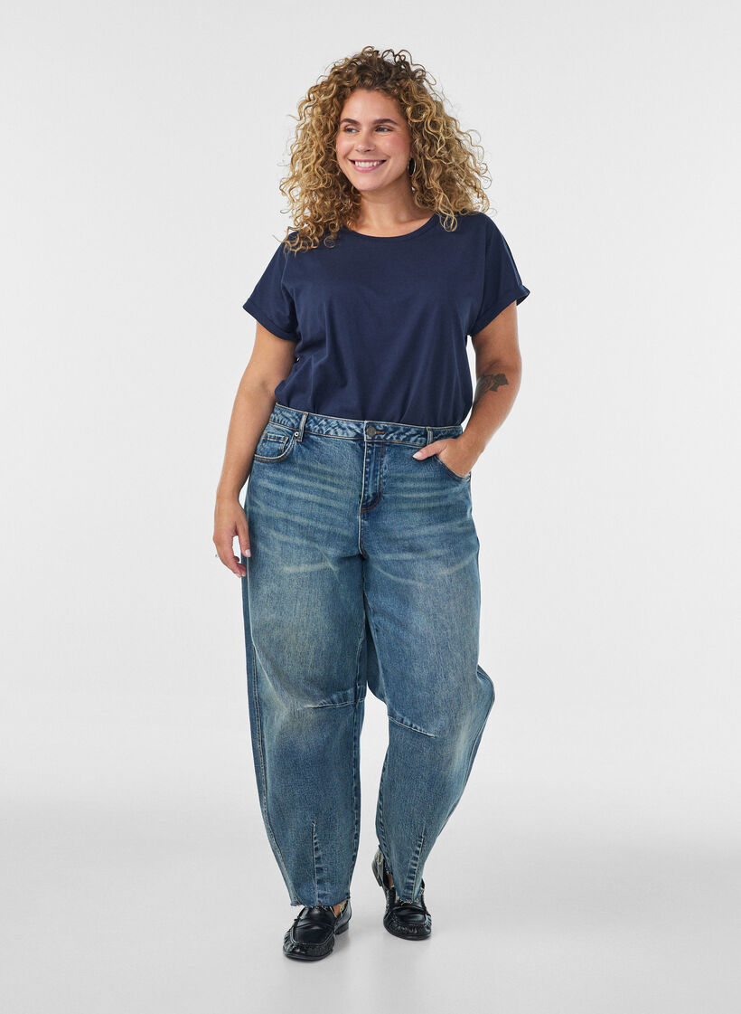 Kort&aelig;rmet t-shirt i bomuldsblanding, Bl&aring;, Model image number 1