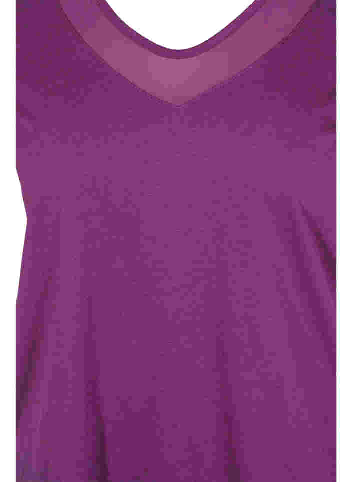 Kortærmet t-shirt med v-hals og mesh, Gloxinia, Packshot image number 2