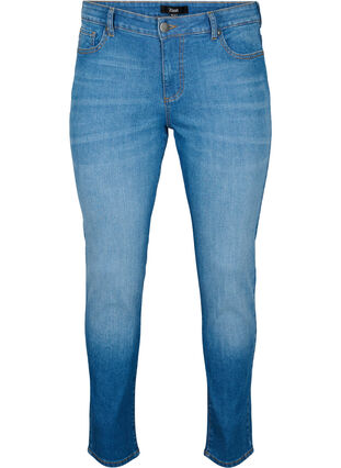 Emily jeans med normal talje og slim fit, Blue denim, Packshot image number 0