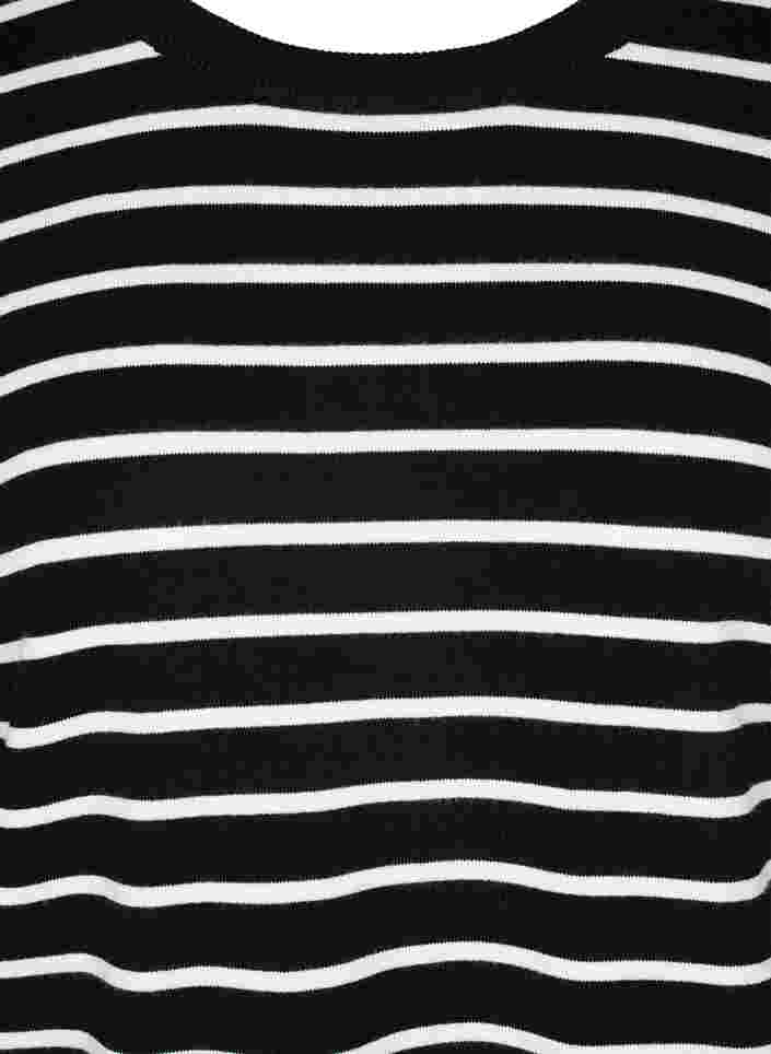 Strikket viskosebluse med lange ærmer, Black W/Stripes, Packshot image number 2