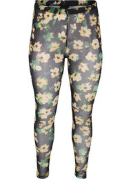 Mesh leggings med blomsterprint, Yellow Green AOP