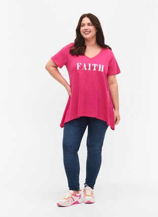 Bomulds t-shirt med korte ærmer, Shocking Pink FAITH, Model image number 2