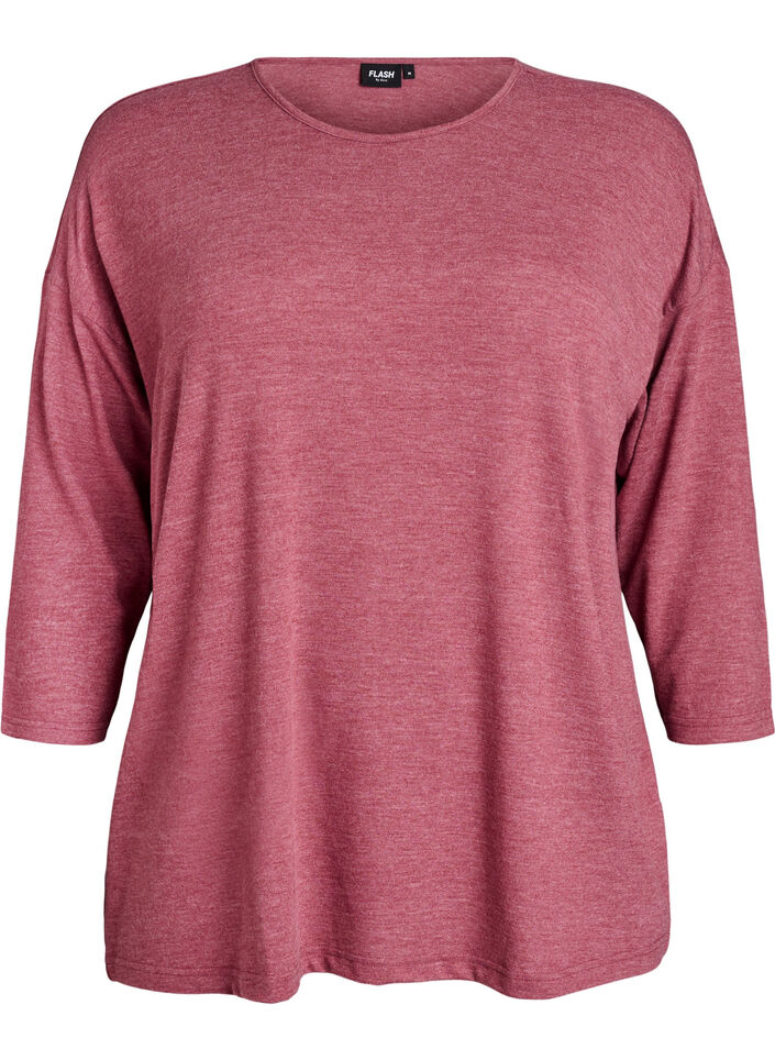 Jerseybluse med 3/4 &aelig;rmer, Lyser&oslash;d, Packshot image number 0