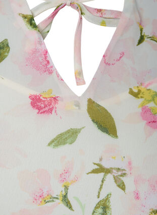 Tunika med blomsterprint og lurex, White/Pink Flower, Packshot image number 2