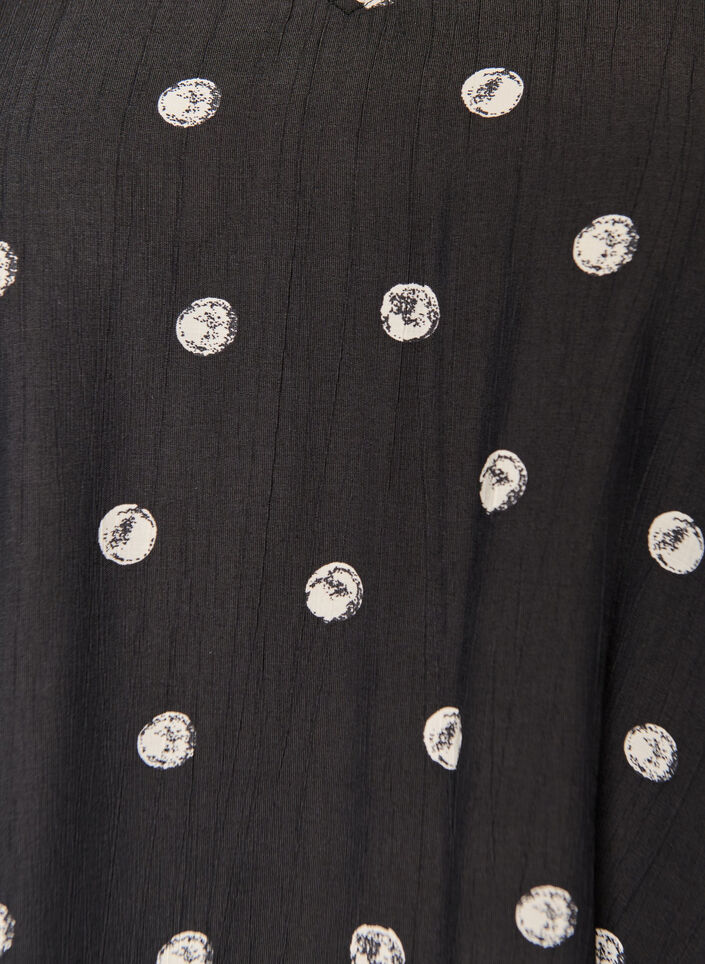 Viskosebluse med rynkede &aelig;rmer, Sort, Packshot image number 2