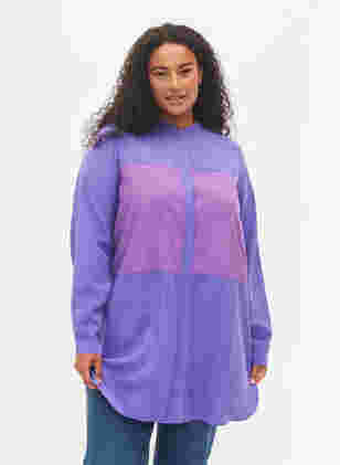 Lang skjorte med color-block , Purple Block, Model