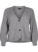 Meleret cardigan i ribstrik, Light Grey Melange, Packshot image number 0