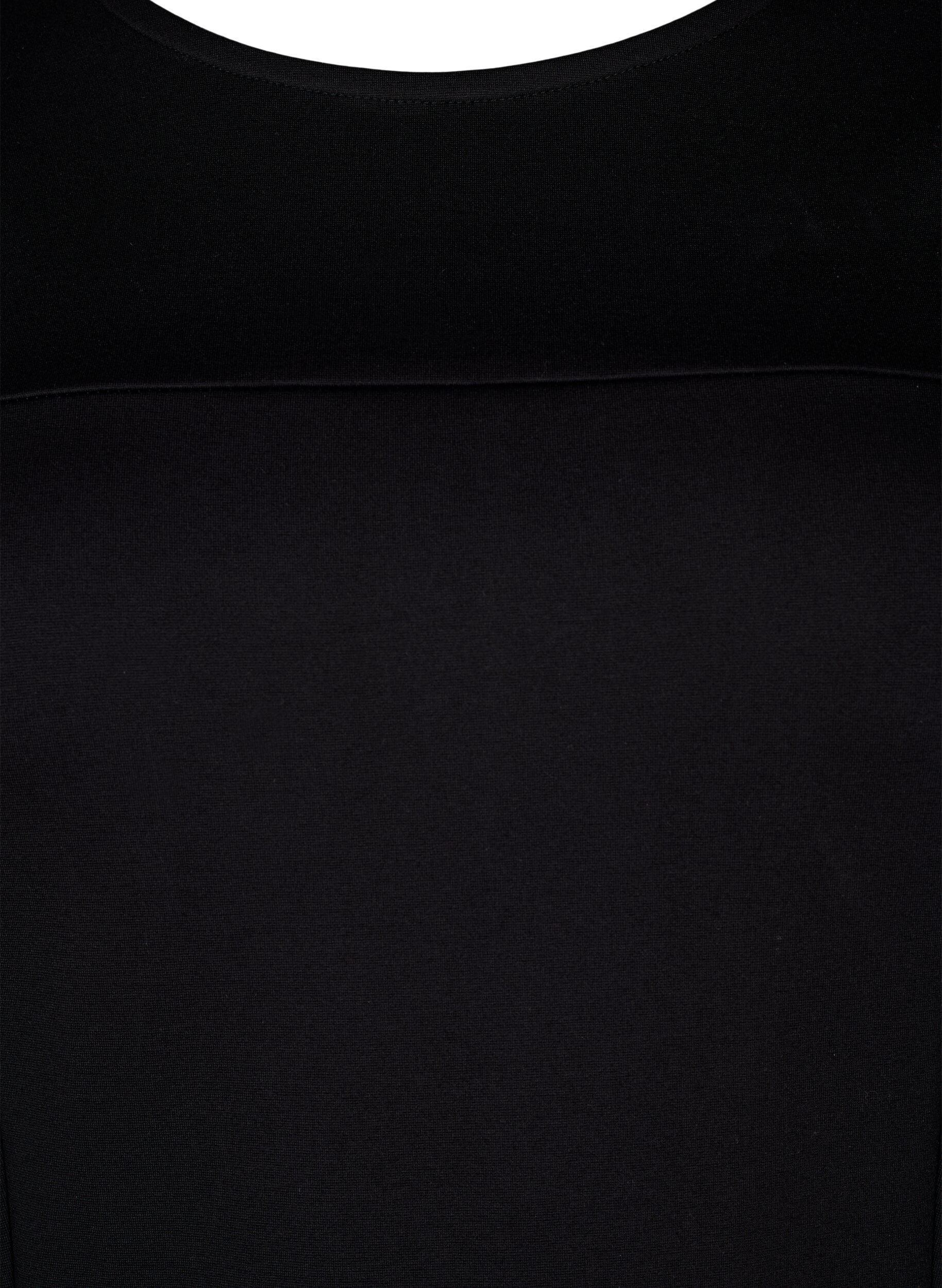 Zizzi A-formet kjole med 3/4 &aelig;rmer, Sort, Packshot image number 2