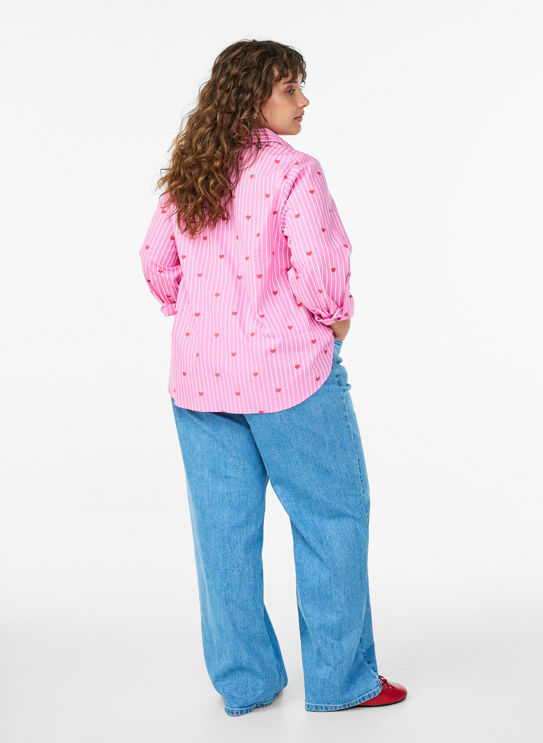 Zizzi Wide leg jeans med h&oslash;j talje, Bl&aring;, Model image number 1