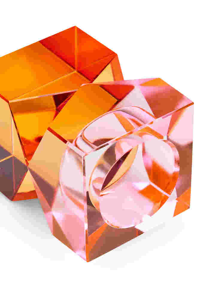 Lysestage i krystalglas, Pink/Amber, Packshot image number 1