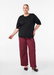 Finstrikket bluse med korte &aelig;rmer, Sort, Model image number 1