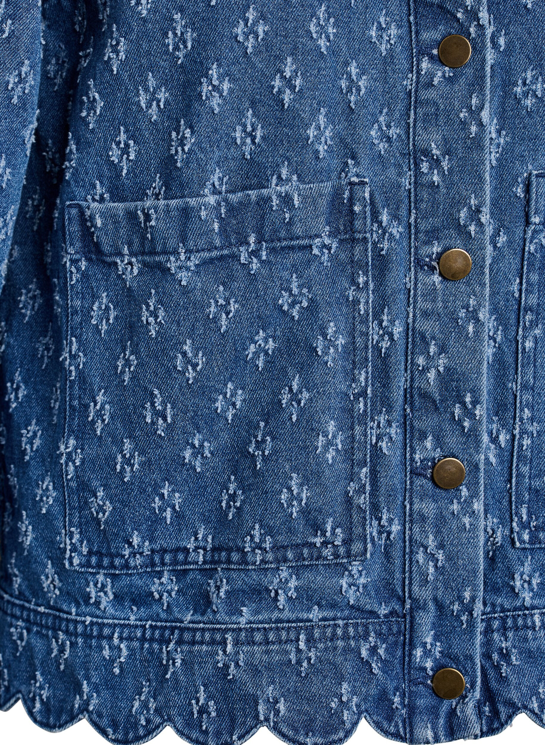 ZizziDenimjakke med distressed m&oslash;nster, Bl&aring;, Packshot image number 3