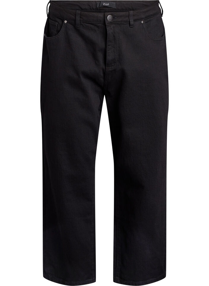 L&oslash;s jeans med h&oslash;j talje, Sort, Packshot image number 0