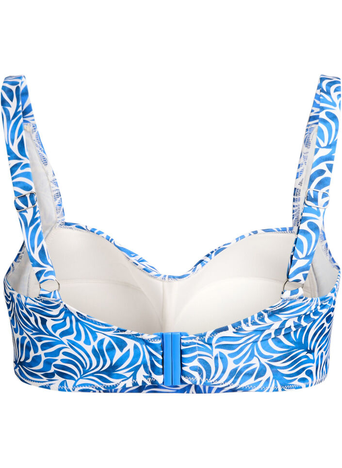 Bikini overdel med vattering og print, Bl&aring;, Packshot image number 1