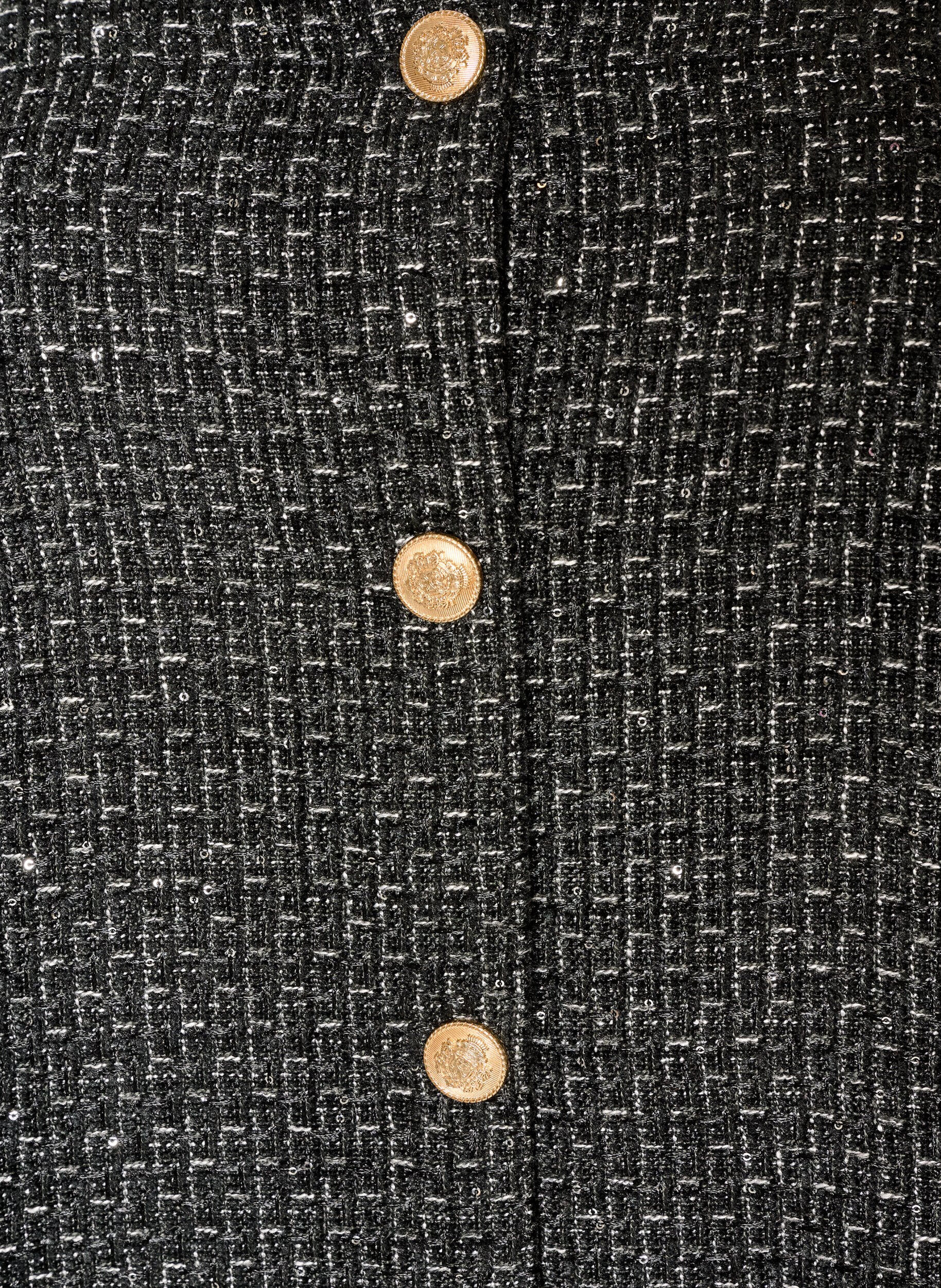 ZizziBoucl&eacute;jakke med pailletter og dekorative knapper, Sort, Packshot image number 2