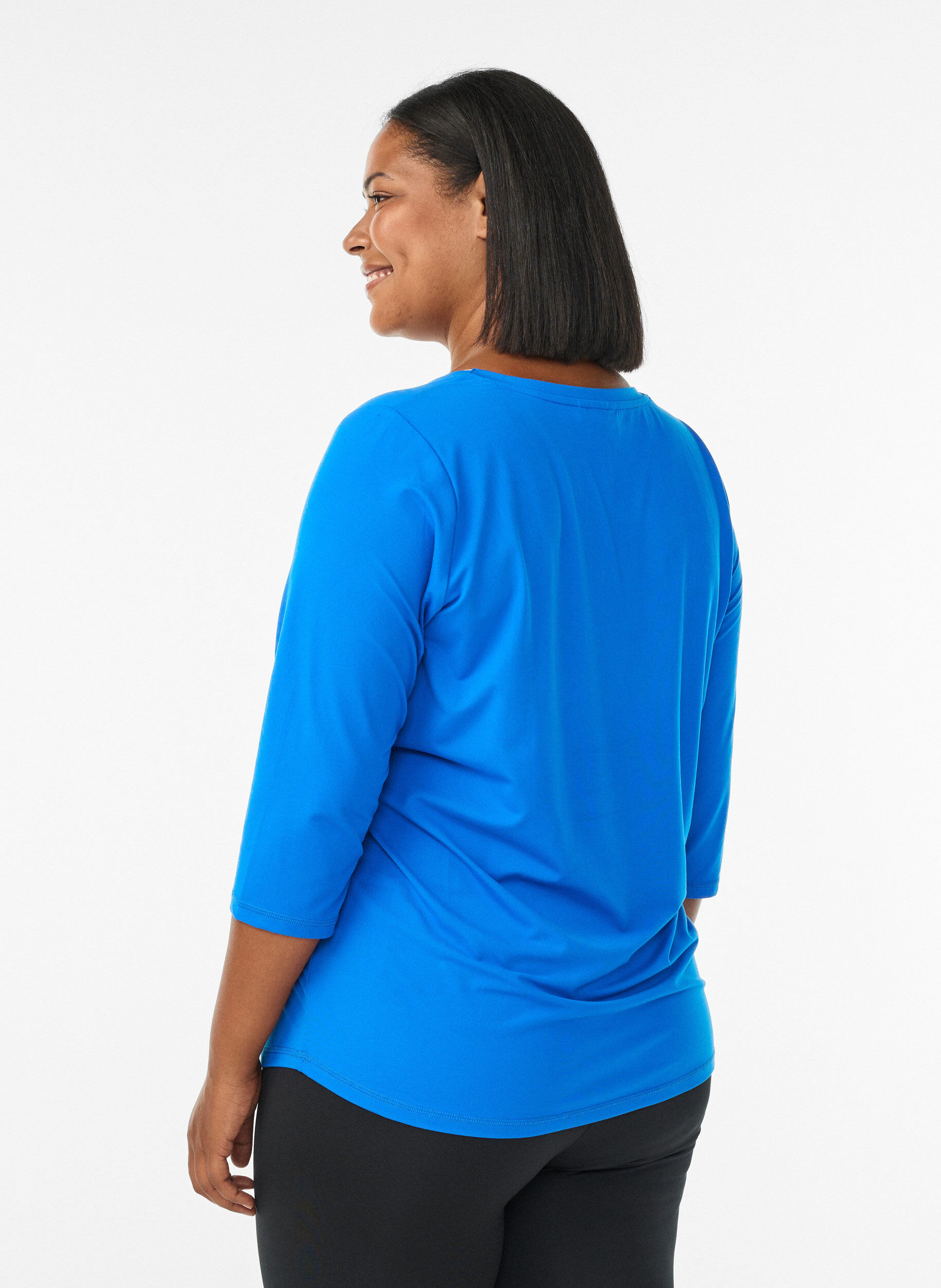 ZizziTr&aelig;ningsbluse med 3/4 &aelig;rmer., Bl&aring;, Model image number 2