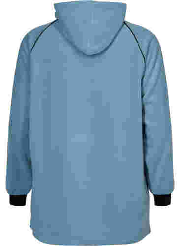 Lang fleece anorak med lynlås, Smoke Blue w. Black, Packshot image number 1
