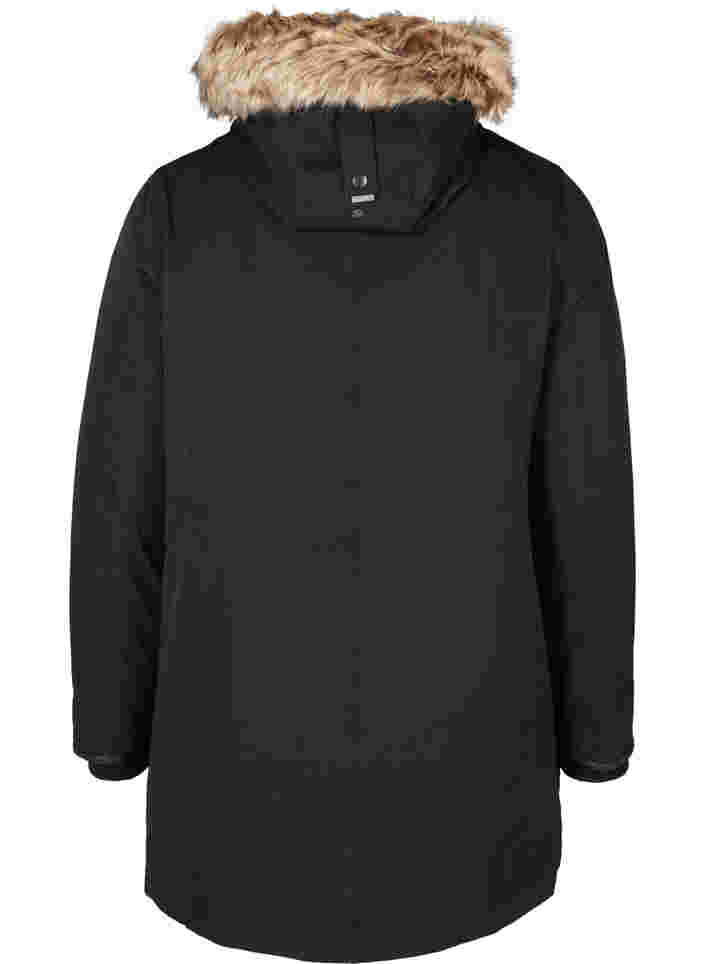 Vinterjakke med lynlås og lommer, Black, Packshot image number 1