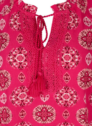 Printet viskose bluse med 3/4 ærmer, Pink Indian , Packshot image number 2