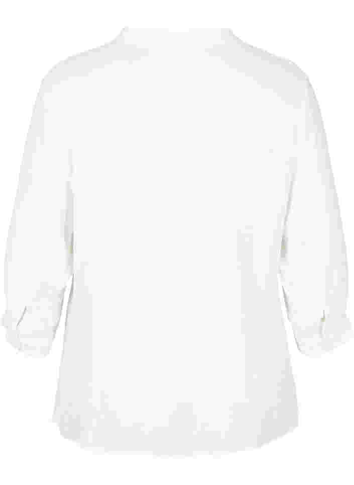 Viskosebluse med 3/4 ærmer og blondedetalje , Bright White, Packshot image number 1