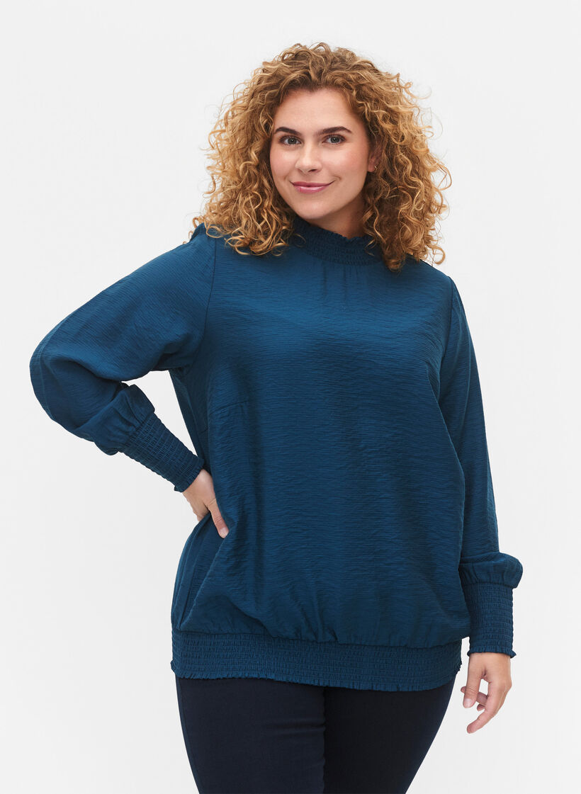 Smockbluse i viskose, Reflecting Pond, Model image number 0