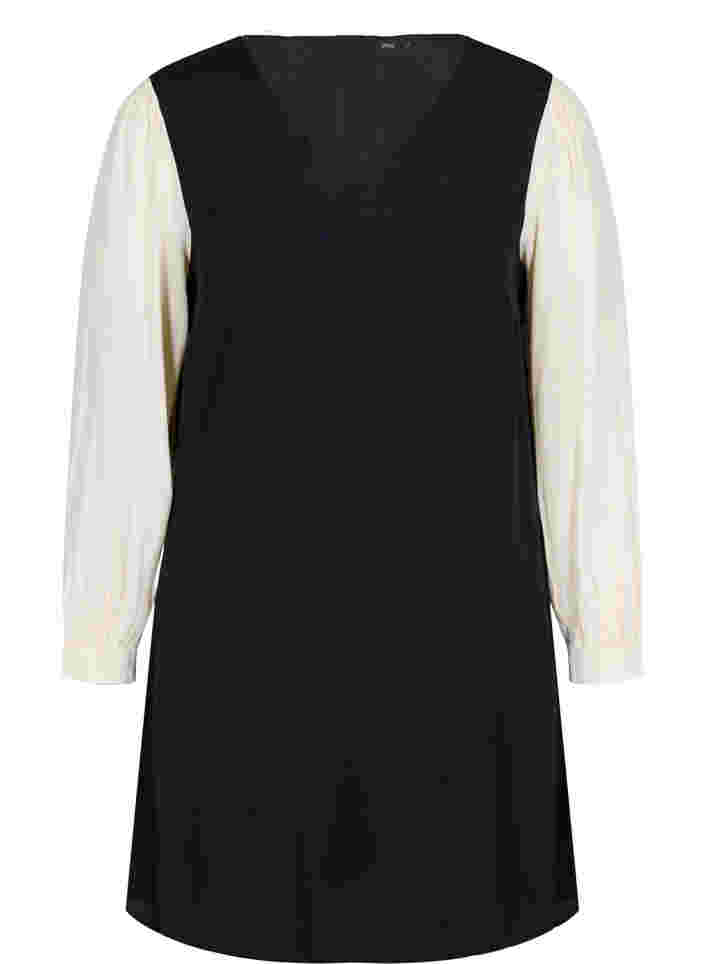 Langærmet kjole i viskose , Black w. Cloud D., Packshot image number 0