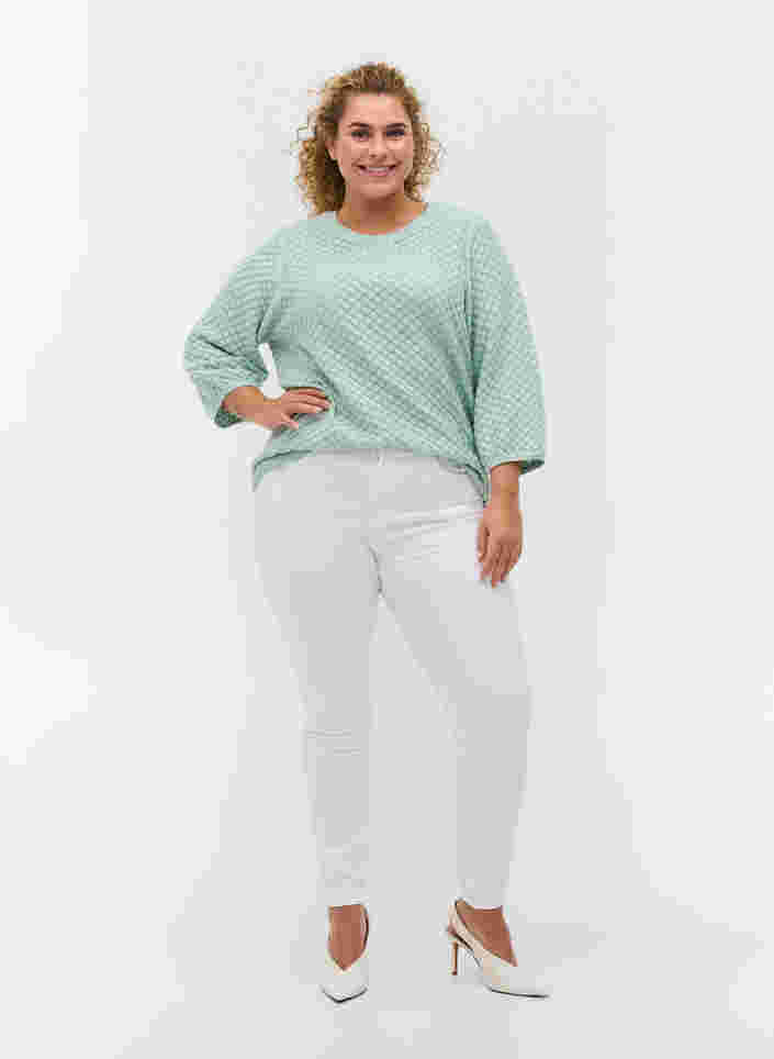 Super slim Amy jeans med høj talje, Bright White, Model image number 0