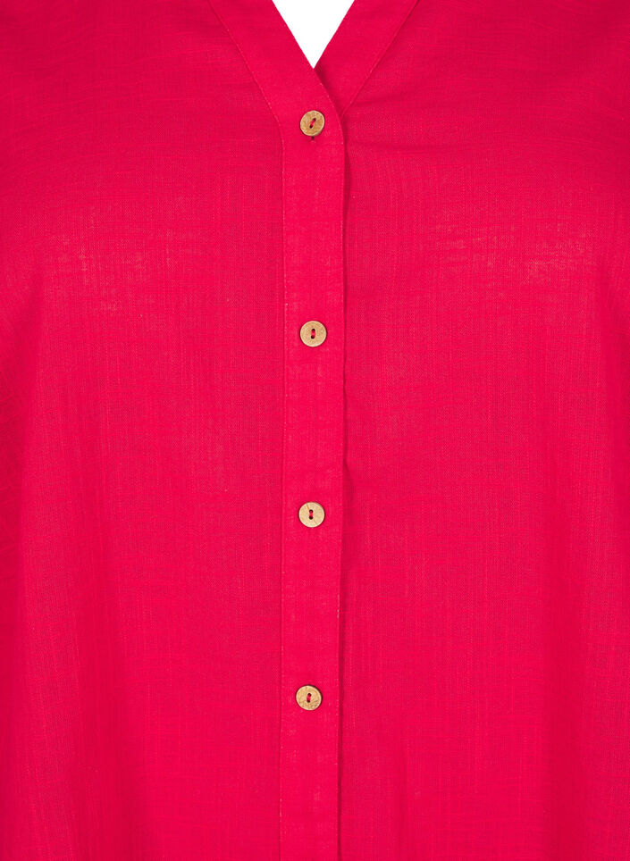 Skjortebluse i bomuld med v-udsk&aelig;ring, R&oslash;d, Packshot image number 2