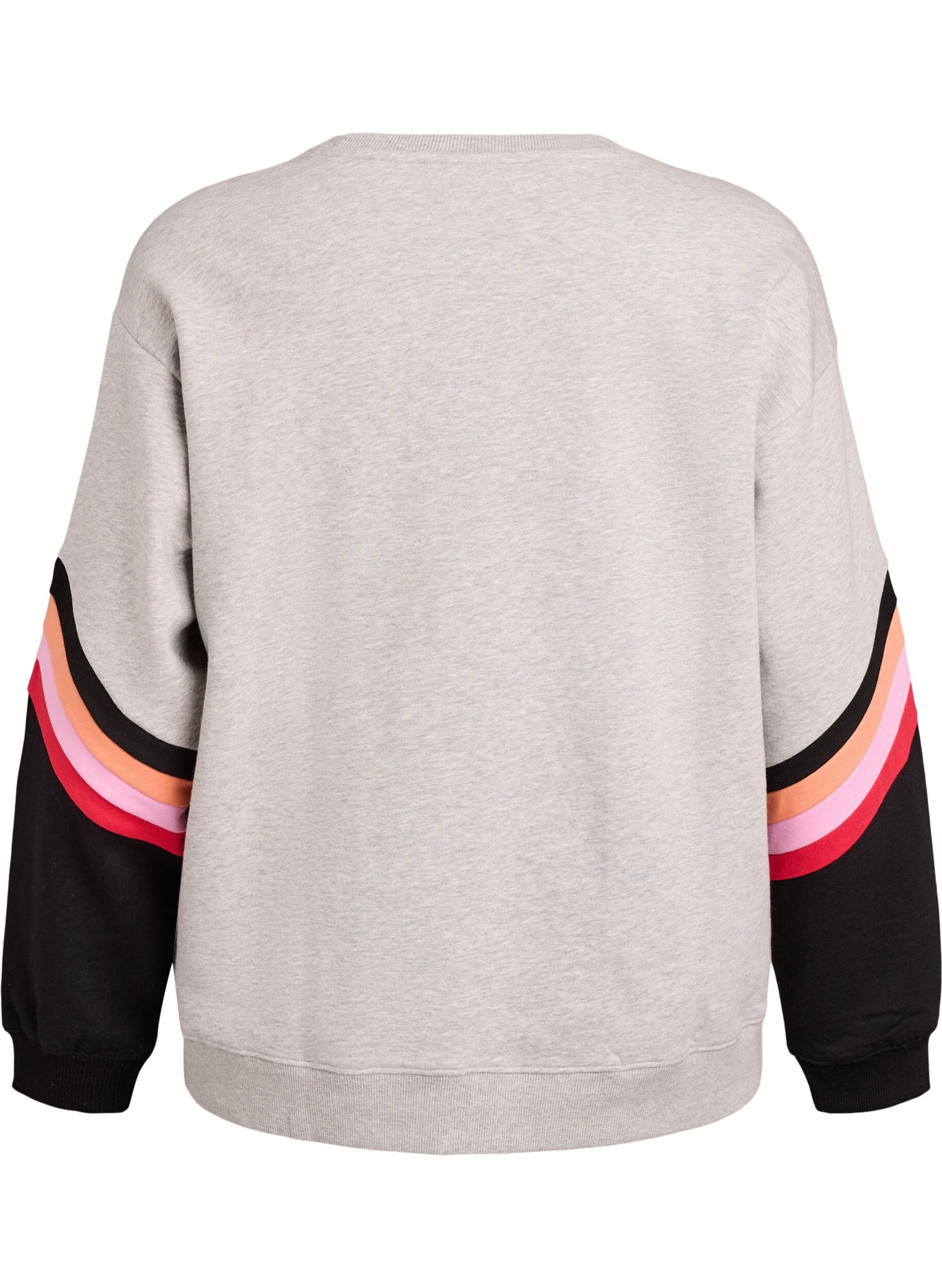 Zizzi L&oslash;s sweatshirt med kontrastdetaljer p&aring; &aelig;rmerne, Gr&aring;, Packshot image number 1