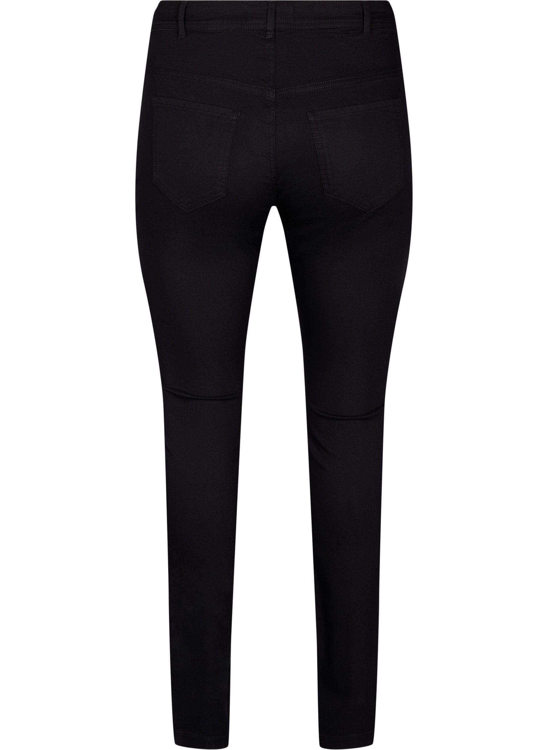 Zizzi Super slim Amy jeans med h&oslash;j talje, Sort, Packshot image number 1