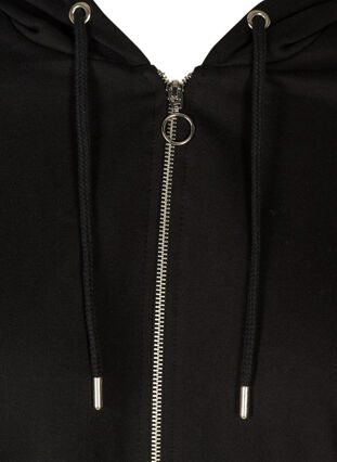 Lang bomulds cardigan med print, Black, Packshot image number 2