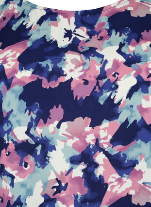 FLASH - Langærmet bluse med smock og print, Evening Blue Water, Packshot image number 2