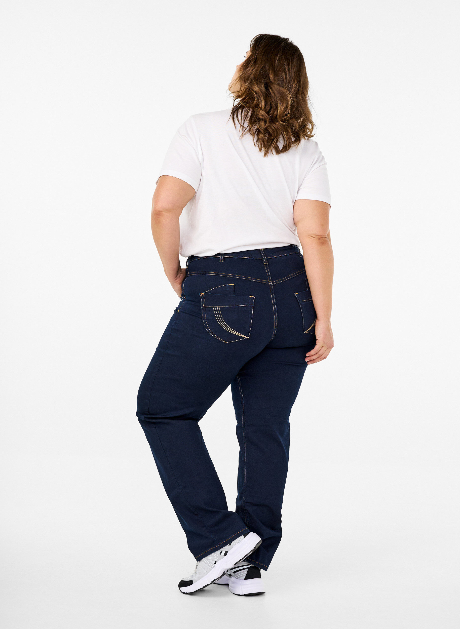 Zizzi Regular fit Gemma jeans med h&oslash;j talje, Bl&aring;, Model image number 2