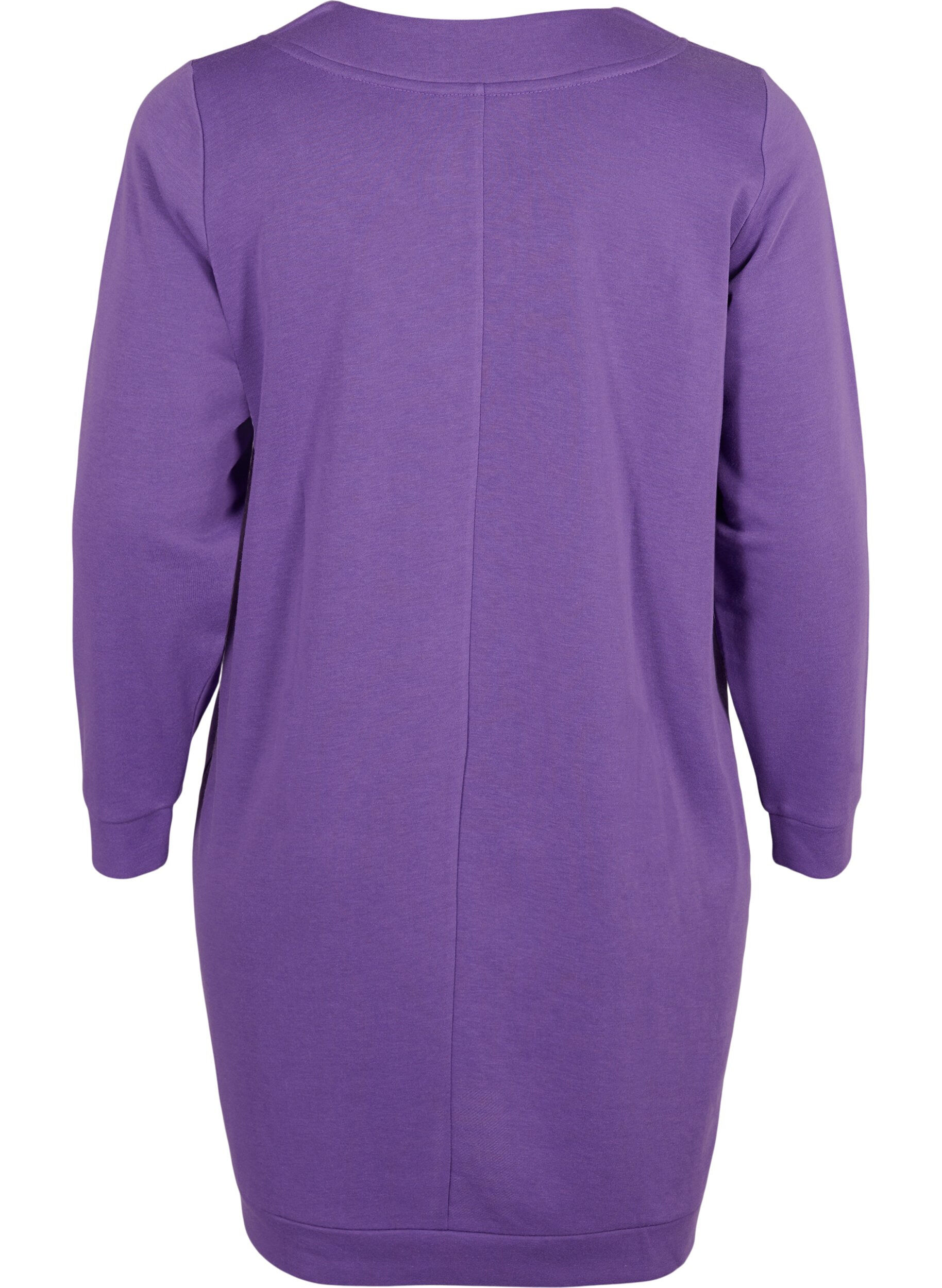 Zizzi Sweatkjole med v-hals, Deep Lavender, Packshot image number 1